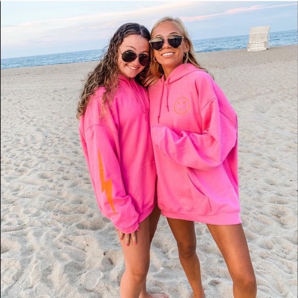 Starfit Hoodie Pink With Lightning Bolt 